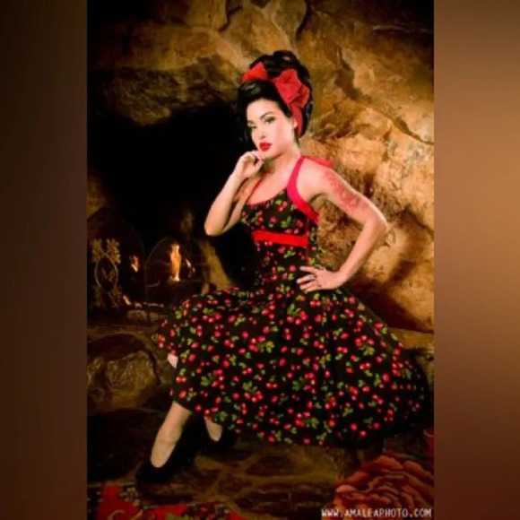Pinup Couture Cherry Halter Dress size large - Picture 15 of 16
